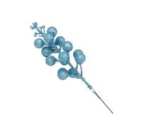 Zambuph 20pcs Simulation Christmas Tree Fruit Covered In Glitter Powder Foam Christmas Tree Simulation Fruit Artificial Berries, Light Blue