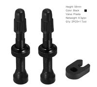 Zambuph 2pcs Mountain Bicycle Tubeless Valve Alloy Copper Rubber Core Wear-resistant Vacuum Nozzle Tire Accessories Supplies, Black & 58mm