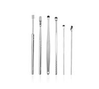Zambuph 6pcs/Set Earpicks Sticks Stainless Steel Scoop Ear Wax Remover Kit Washable Polished Curette Removal Pickers Household