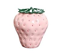 Zambuph Aesthetic Ceramic Jar Hydroponic Plants And Tea Storage Ceramics Household Moisture-proof Tea Box Strawberry Ceramic Jar, pink