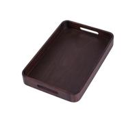 Zambuph Beautifully Designed Wooden Trays Handles Kitchen Tray Rectangle Serving Tray Keeps Snacks Organized and Accessible Walnut Wooden Serving Trays with Cutout Handles, Dark Brown, L