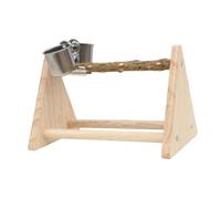 Zambuph Bird Perch Wood Stand Toy Playstand Construction Ensures Supportive Environment For All Types Of Small Birds Tabletop Play Stand Training Perch, with cup, 22.4x13.5x14.3cm