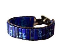 Zambuph Bohemian Bracelets Adjustable Vintage Style Multi Natural Colorful Stone Tube Beads Bracelet Couples Gifts Bangle, Dark blue