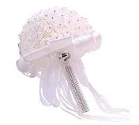 Zambuph Bridal Bouquet Wedding Bridal Bouquets Artificial Roses Flowers Exceptional Ensuring Lasting Beauty At Every Celebration Bride Bouquet Confession, white, 26x22.5CM