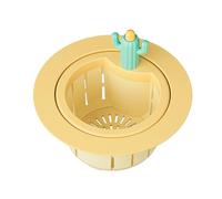 Zambuph Cactus Sink Filter Screen Even Small Residues Removed No Blockage Pressing To Open Lid Is More Convenient Easy To Clean, yellow type+2