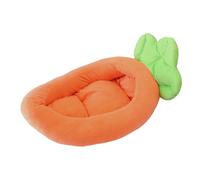 Zambuph Cat Bed Soft Velvet Fabric Raised Side Support Cute Carrot Shape Bright Home Space Preferred Bounce Pearl Cotton Filling, Orange, XS