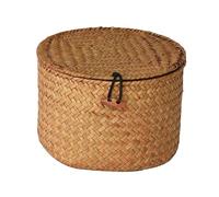 Zambuph Chic Seagrass Basket Round Woven Bin Hand Storage Baskets Decorative Home Bedroom Cosmetic Bread Snacks Dresser Organizer Toilets And Other Places.
