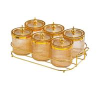 Zambuph Condiment Dish Bowl Rack Serving Platter Keeps Food Separated Fresh and Ready for Guests at Any Time Dried Fruits Fruit Dessert Snacks Serving Platter Glasses Bowl, Brown, 35.5x18.5x12cm