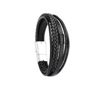 Zambuph Cool Punk Braided PU Leather Bracelet Casual Gothic Ethnic Stackable for Men Bracelets Multilayer, Black Silver Metal, Type 2