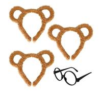 Zambuph Cute Squirrel Ears Headband Multifunctional Costume Accessory For Unisex Dress-Up Days Plush Cute Hair Accessories Flexible Ear Headband Glasses Set, Set 1