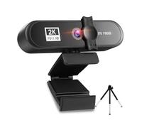 Zambuph Desktop Computer Webcam USB 2.0 Conference PC Camera with Mic Wired External Web Cam Camcorder Office Live Streaming, Black, 2K