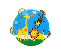 Zambuph Double Rows Wooden Tambourines Drum Bell Handheld Instrument Delivers Clear Sound Encouraging Kids Engagement With Music Percussion Musical Instrument Tambourine For Kids, Animal, 15cm