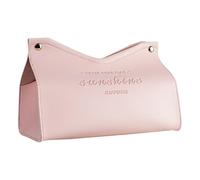 Zambuph Elegant PU Leather Desktop Napkin Organizer Nordic Large Tissue Box Holder Beautiful Functional Multi-Purpose Modern Triangle Tissue Box Cover Large Storage, Pink