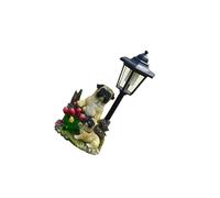 Zambuph Enchanting Garden Statue Featuring Whimsical Dog Figurine Highlighted By Solar Lights Beautiful Outdoor Illuminated Pug Dog Statue Flower Bed