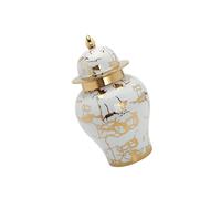 Zambuph Exquisite Ceramic Ginger Jar Storing and Displaying 17x17x37cm, Gold, pattern