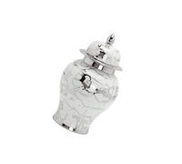 Zambuph Exquisite Ceramic Ginger Jar Storing and Displaying 17x17x37cm, Silver, pattern