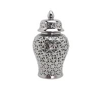 Zambuph Exquisite Ceramic Hollow Out Ginger Jar Table Centerpiece for Home Decoration Opulent, Silver, XS