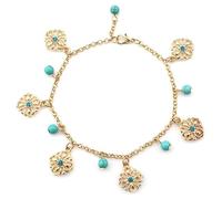 Zambuph Fabulous Boho Anklet Turquoise And Chain Anklet Bracelet Featuring Stunning Flower Bead Accents Unique Gift Choice For All For Women Girls MaterialsAlloy