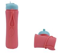 Zambuph Foldable Collapsible Water Bottle Soft Running Drinks Bottle For Girls Hiking Silica Gel Silicone Water, B