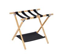 Zambuph Foldable Suitcase Stand Luggage Rack with Storage Shelf Bamboo Thickened Heavy Duty Two Tier Storage Rack for Easy Two Layer Shelf Guesthouse Portable