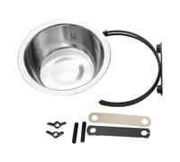 Zambuph Hanging Pet Dog Bowl Feeder Featuring High Capacity Bowls With Fixed Bowl Card Slot Convenient Feeding Bird Rabbit Kennel Crate Playpen Stackable, Silver, 600ml
