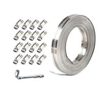 Zambuph High Performance Hose Clamps Adjustable 304 Stainless Steel Metal Strap Strong Fasteners Securing Flexible Solutions Strong Fasteners Duct Pipe Metal, 10m with 16 Fastener, Fastener