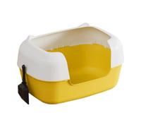 Zambuph High Sided Cat Litter Tray Features Low Front Access Ensuring Cozy Space For Kittens And Older Cats While Reducing Mess Cat Litter Tray Toilet Pet, yellow, 48x24.7x28.7cm