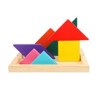 Zambuph Kids Educational Tangram Puzzles Brain Teasers Wood Block Pattern Shapes Learning Imagination Game Early Education Intellectual Development Toy For Kids