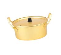 Zambuph Korean Ramen Pot Aluminum Noodle Pot Fast Heating Instant Noodle Cooker Essential for Soup Stews Quick Delicious Meals Multipurpose Pan Dry Pots Kimchi Soup Camping, Gold, 24cm