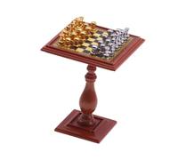 Zambuph Mini Chess With Chess Board Dollhouse Accessories Unique Dollhouse Miniature International Set Gifts For Special Occasions Miniature Board Games Model W Gold Silver