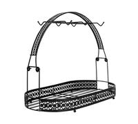 Zambuph Modern Coffee Mug Holder Rack Wall Mounted Designed for Stability and Style Featuring Hooks and Wrought Iron Setup Mug Holder Rack Wall Cabinet Mounted Counter, Black, 15.7X8.4X12.3 inch