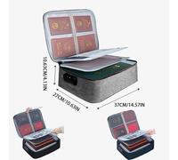 Zambuph Multi-pocket Fireproof File Bag Easily Important Documents Fireproof File Bag Has Three-layer Multi Pocket Can, grey