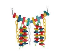 Zambuph Multicolored Natural Wooden Chewing Toy With Hanging Bells Fulfilling Birds Desire For Chewing And Climbing Wooden Toys For Macaws African Cockatiels
