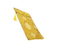 Zambuph Pouch Buddha Bead Hand Thickening Bag Dragon Flowers Jewelry Scripture Bible Portable Bags Package Tassel String, Yellow, 24 * 34cm