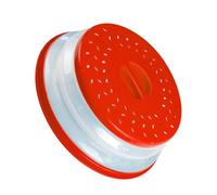 Zambuph PP Microwave Oven Food Cover Portable Splashproof Round Foldable Handgrip Replacement Restaurant Fruit Drain Basket, Red