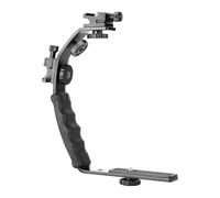 Zambuph Premium Aluminum Alloy Camera L Bracket With Dual Flash Shoe Mounts Hand Grip Support L Bracket Is Updated With Two Solid Removable Flash Shoe Mounts For Added Light Source