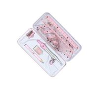 Zambuph Professional Protractor Set for Accurate Geometry Drawings 8Pcs Kit Ruler Compass, Pink, 7.17x3.11in