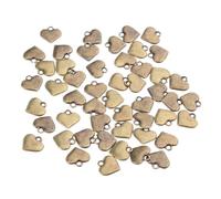 Zambuph Retro Love Heart Shape Necklace Bracelet Pendant Bead Charming and Unique 50pcs Charms Stainless, Antique Brass