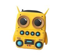 Zambuph Robot Shaped Yellow Speaker Unique Wireless FM Radio Card Function USB Cable Manual Included Yellow Robot Shaped Speaker Is Good For Students And