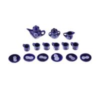 Zambuph Scale 1/12 Dollhouse Miniature Dining Ware Coffe Tea Set Includes 15 Pieces Dark Blue China Tea Set Pot Plate China Pot Plate Saucer Miniature Coffe 1/12