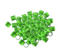 Zambuph Set of 100 for Dove Rings Aluminium Plastic Leg Bands for Pigeons Racing Multicolor, Grass Green