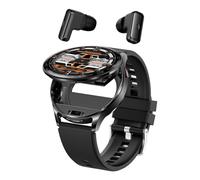 Zambuph Smart Watches For Men Metal Process Full Round Full Mechanical Button Operations Smart Watch With Earbuds Handle, black