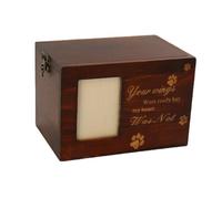 Zambuph Solid Wood Pet Urn Safe Storage For Furry Friend S Ashes Front Can Display Pet Photos Cat And Dog Commemorative Box, 16 * 11 * 11cm