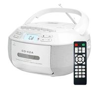 Zambuph Sound Portable CD Player Bluetooth AM/FM Radio USB Flash Drive And Built-in Battery Cd Players For Home ABS, White