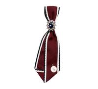 Zambuph Students Uniform Accessories Bowknot Neckties Fashion Forward Comfortable Lightweight School Uniforms Elegant Brooch Bow Tie Ladies Shirt Decoration Brooch Pin Necklace, white red, 6x20cm