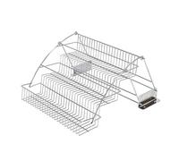 Zambuph Three-Tier Cabinet Spice Storage Spring-Loaded Rack. Hanging Durable and Easy to Cabinets, Countertops, and Tabletops, Silver, Three-Tier Pull-Out
