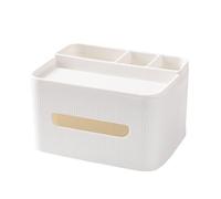 Zambuph Tissue Box Rectangular Plastic Striped Storage Organizer Foldable Cover Grids Paper Holder Home Bookcase Decoration, White