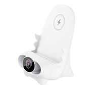 Zambuph V8 Chair Desktop Wireless Charging Dock With Mobile Stand And Cooling Fan Providing Efficient Charging And Fan Cooling Function. Three In One Wireless, white