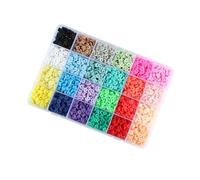 Zambuph Vibrant 4800Pcs 24 Colors Clay Beads Loose Spacer Disc Beads for DIY Jewelry Finding Flat Hama