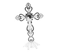 Zambuph Wall Crucifix Cross Standing Crucifix Base Catholic Jesus Cross Magnificent Ornament For Faith-Inspired Home Vintage Metal Standing Prayer Crosses, Black, 20x12.5cm
